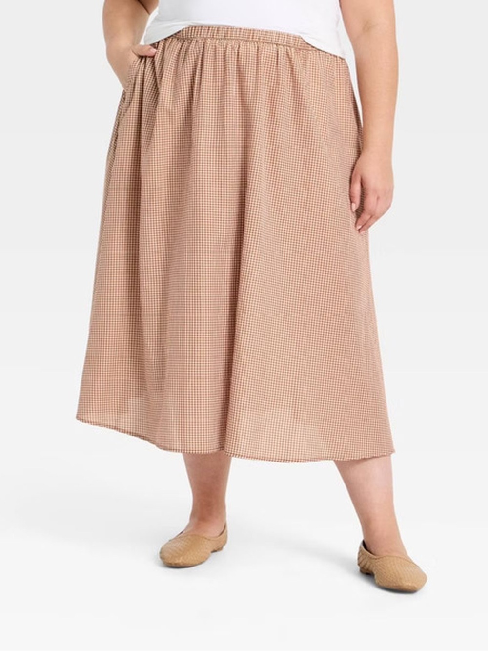 Target a new day Brown Gingham Midi Skirt